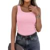 image:imagePRETTYGARDEN Tank Tops for Women 2026 Summer Sleeveless Scoop Neck Ribbed Tops Cute Spring Casual Fitted Basic Cami ShirtsPink