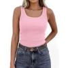 image:imagePRETTYGARDEN Tank Tops for Women 2026 Summer Sleeveless Scoop Neck Ribbed Tops Cute Spring Casual Fitted Basic Cami ShirtsPink
