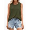 image:imagePRETTYGARDEN Tank Tops for Women 2026 Summer Sleeveless Wide Strap Tops Spring Fashion Casual Flowy Loose Fit Workout ShirtsArmy Green