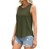 image:imagePRETTYGARDEN Tank Tops for Women 2026 Summer Sleeveless Wide Strap Tops Spring Fashion Casual Flowy Loose Fit Workout ShirtsArmy Green
