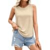 image:imagePRETTYGARDEN Tank Tops for Women 2026 Summer Sleeveless Wide Strap Tops Spring Fashion Casual Flowy Loose Fit Workout ShirtsBeige