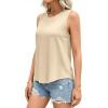 image:imagePRETTYGARDEN Tank Tops for Women 2026 Summer Sleeveless Wide Strap Tops Spring Fashion Casual Flowy Loose Fit Workout ShirtsBeige