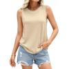 image:imagePRETTYGARDEN Tank Tops for Women 2026 Summer Sleeveless Wide Strap Tops Spring Fashion Casual Flowy Loose Fit Workout ShirtsBeige