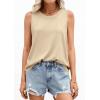 image:imagePRETTYGARDEN Tank Tops for Women 2026 Summer Sleeveless Wide Strap Tops Spring Fashion Casual Flowy Loose Fit Workout ShirtsBeige