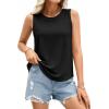 image:imagePRETTYGARDEN Tank Tops for Women 2026 Summer Sleeveless Wide Strap Tops Spring Fashion Casual Flowy Loose Fit Workout ShirtsBlack