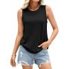 image:imagePRETTYGARDEN Tank Tops for Women 2026 Summer Sleeveless Wide Strap Tops Spring Fashion Casual Flowy Loose Fit Workout ShirtsBlack