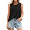 image:imagePRETTYGARDEN Tank Tops for Women 2026 Summer Sleeveless Wide Strap Tops Spring Fashion Casual Flowy Loose Fit Workout ShirtsBlack