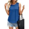 image:imagePRETTYGARDEN Tank Tops for Women 2026 Summer Sleeveless Wide Strap Tops Spring Fashion Casual Flowy Loose Fit Workout ShirtsBlue