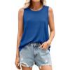 image:imagePRETTYGARDEN Tank Tops for Women 2026 Summer Sleeveless Wide Strap Tops Spring Fashion Casual Flowy Loose Fit Workout ShirtsBlue