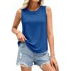 image:imagePRETTYGARDEN Tank Tops for Women 2026 Summer Sleeveless Wide Strap Tops Spring Fashion Casual Flowy Loose Fit Workout ShirtsBlue