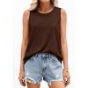 image:imagePRETTYGARDEN Tank Tops for Women 2026 Summer Sleeveless Wide Strap Tops Spring Fashion Casual Flowy Loose Fit Workout ShirtsBrown