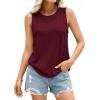 image:imagePRETTYGARDEN Tank Tops for Women 2026 Summer Sleeveless Wide Strap Tops Spring Fashion Casual Flowy Loose Fit Workout ShirtsBurgundy