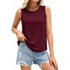 image:imagePRETTYGARDEN Tank Tops for Women 2026 Summer Sleeveless Wide Strap Tops Spring Fashion Casual Flowy Loose Fit Workout ShirtsBurgundy