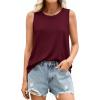 image:imagePRETTYGARDEN Tank Tops for Women 2026 Summer Sleeveless Wide Strap Tops Spring Fashion Casual Flowy Loose Fit Workout ShirtsBurgundy
