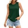 image:imagePRETTYGARDEN Tank Tops for Women 2026 Summer Sleeveless Wide Strap Tops Spring Fashion Casual Flowy Loose Fit Workout ShirtsDark Green