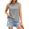 image:imagePRETTYGARDEN Tank Tops for Women 2026 Summer Sleeveless Wide Strap Tops Spring Fashion Casual Flowy Loose Fit Workout ShirtsGrey