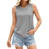 image:imagePRETTYGARDEN Tank Tops for Women 2026 Summer Sleeveless Wide Strap Tops Spring Fashion Casual Flowy Loose Fit Workout ShirtsGrey