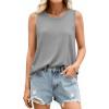 image:imagePRETTYGARDEN Tank Tops for Women 2026 Summer Sleeveless Wide Strap Tops Spring Fashion Casual Flowy Loose Fit Workout ShirtsGrey
