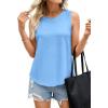 image:imagePRETTYGARDEN Tank Tops for Women 2026 Summer Sleeveless Wide Strap Tops Spring Fashion Casual Flowy Loose Fit Workout ShirtsLight Blue