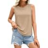image:imagePRETTYGARDEN Tank Tops for Women 2026 Summer Sleeveless Wide Strap Tops Spring Fashion Casual Flowy Loose Fit Workout ShirtsLight Khaki