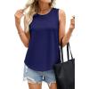 image:imagePRETTYGARDEN Tank Tops for Women 2026 Summer Sleeveless Wide Strap Tops Spring Fashion Casual Flowy Loose Fit Workout ShirtsNavy Blue