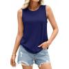 image:imagePRETTYGARDEN Tank Tops for Women 2026 Summer Sleeveless Wide Strap Tops Spring Fashion Casual Flowy Loose Fit Workout ShirtsNavy Blue