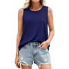 image:imagePRETTYGARDEN Tank Tops for Women 2026 Summer Sleeveless Wide Strap Tops Spring Fashion Casual Flowy Loose Fit Workout ShirtsNavy Blue
