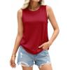 image:imagePRETTYGARDEN Tank Tops for Women 2026 Summer Sleeveless Wide Strap Tops Spring Fashion Casual Flowy Loose Fit Workout ShirtsRed