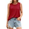 image:imagePRETTYGARDEN Tank Tops for Women 2026 Summer Sleeveless Wide Strap Tops Spring Fashion Casual Flowy Loose Fit Workout ShirtsRed