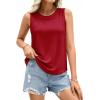 image:imagePRETTYGARDEN Tank Tops for Women 2026 Summer Sleeveless Wide Strap Tops Spring Fashion Casual Flowy Loose Fit Workout ShirtsRed