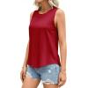 image:imagePRETTYGARDEN Tank Tops for Women 2026 Summer Sleeveless Wide Strap Tops Spring Fashion Casual Flowy Loose Fit Workout ShirtsRed