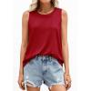 image:imagePRETTYGARDEN Tank Tops for Women 2026 Summer Sleeveless Wide Strap Tops Spring Fashion Casual Flowy Loose Fit Workout ShirtsRed