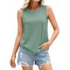 image:imagePRETTYGARDEN Tank Tops for Women 2026 Summer Sleeveless Wide Strap Tops Spring Fashion Casual Flowy Loose Fit Workout ShirtsSage Green