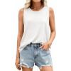 image:imagePRETTYGARDEN Tank Tops for Women 2026 Summer Sleeveless Wide Strap Tops Spring Fashion Casual Flowy Loose Fit Workout ShirtsWhite