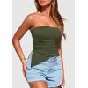 image:imagePRETTYGARDEN Tube Tops for Women Trendy Summer 2026 Spring Fashion Going Out Y2K Clothes Asymmetrical Ruched Strapless ShirtsArmy Green
