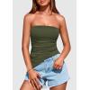 image:imagePRETTYGARDEN Tube Tops for Women Trendy Summer 2026 Spring Fashion Going Out Y2K Clothes Asymmetrical Ruched Strapless ShirtsArmy Green