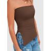 image:imagePRETTYGARDEN Tube Tops for Women Trendy Summer 2026 Spring Fashion Going Out Y2K Clothes Asymmetrical Ruched Strapless ShirtsCoffee