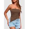 image:imagePRETTYGARDEN Tube Tops for Women Trendy Summer 2026 Spring Fashion Going Out Y2K Clothes Asymmetrical Ruched Strapless ShirtsCoffee