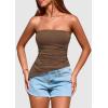 image:imagePRETTYGARDEN Tube Tops for Women Trendy Summer 2026 Spring Fashion Going Out Y2K Clothes Asymmetrical Ruched Strapless ShirtsCoffee