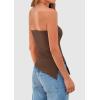 image:imagePRETTYGARDEN Tube Tops for Women Trendy Summer 2026 Spring Fashion Going Out Y2K Clothes Asymmetrical Ruched Strapless ShirtsCoffee