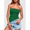 image:imagePRETTYGARDEN Tube Tops for Women Trendy Summer 2026 Spring Fashion Going Out Y2K Clothes Asymmetrical Ruched Strapless ShirtsGreen