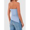 image:imagePRETTYGARDEN Tube Tops for Women Trendy Summer 2026 Spring Fashion Going Out Y2K Clothes Asymmetrical Ruched Strapless ShirtsLight Blue