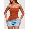 image:imagePRETTYGARDEN Tube Tops for Women Trendy Summer 2026 Spring Fashion Going Out Y2K Clothes Asymmetrical Ruched Strapless ShirtsRust Red