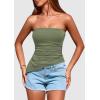 image:imagePRETTYGARDEN Tube Tops for Women Trendy Summer 2026 Spring Fashion Going Out Y2K Clothes Asymmetrical Ruched Strapless ShirtsSage Green