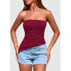 image:imagePRETTYGARDEN Tube Tops for Women Trendy Summer 2026 Spring Fashion Going Out Y2K Clothes Asymmetrical Ruched Strapless ShirtsWine Red
