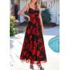 image:imagePRETTYGARDEN Women Summer Floral Maxi Dress 2026 Spirng Spaghetti Strap Mesh Boho Sundress Party Beach Vacation Long DressesBlack Red Flower