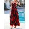 image:imagePRETTYGARDEN Women Summer Floral Maxi Dress 2026 Spirng Spaghetti Strap Mesh Boho Sundress Party Beach Vacation Long DressesBlack Red Flower