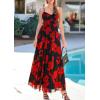 image:imagePRETTYGARDEN Women Summer Floral Maxi Dress 2026 Spirng Spaghetti Strap Mesh Boho Sundress Party Beach Vacation Long DressesBlack Red Flower
