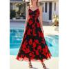 image:imagePRETTYGARDEN Women Summer Floral Maxi Dress 2026 Spirng Spaghetti Strap Mesh Boho Sundress Party Beach Vacation Long DressesBlack Red Flower