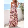 image:imagePRETTYGARDEN Women Summer Floral Maxi Dress 2026 Spirng Spaghetti Strap Mesh Boho Sundress Party Beach Vacation Long DressesFloral Brown Beige